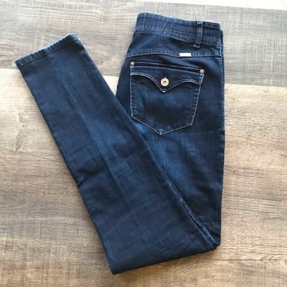 INC Dark Denim Tappered Leg Stretch Waist Jeans - Picture 1 of 8